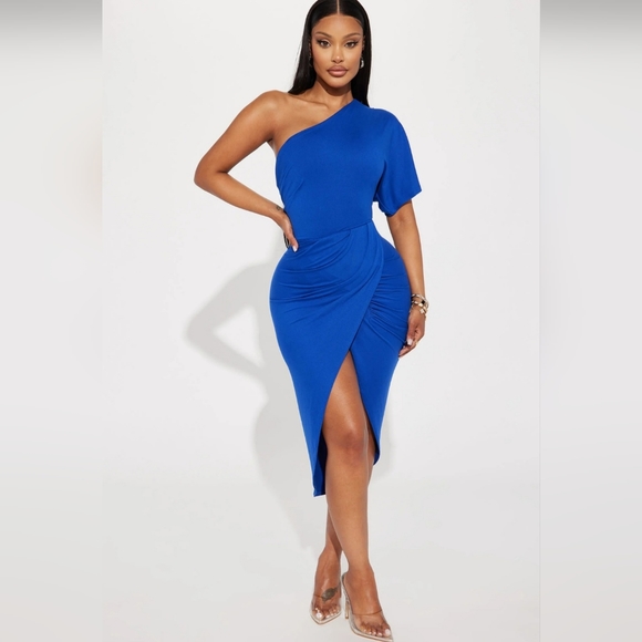 5 For $25✨New+Tag Womens Blue Dress Bodycon Off The Shoulder Wrap Dress Xs-Small - Picture 1 of 8